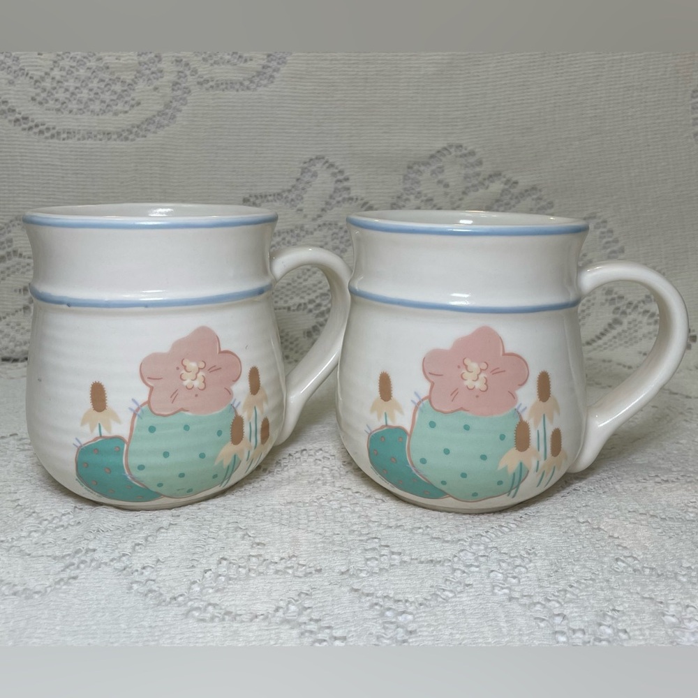 Vintage1989 Hallmark Camarillo Treasure Craft Mugs Set of 2 Cactus Southwest USA